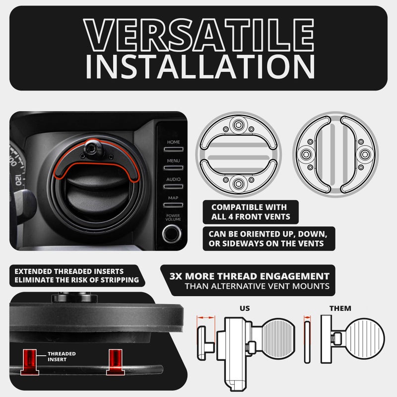 Tackform Link Vent Phone Mount Compatible with 2016-2023 Toyota Tacoma and 2014-2021 Toyota Tundra | Aluminum | Zero Slip, Anti-Scratch | Universal Holder Compatible with iPhone, Galaxy, More | Black - Image 4