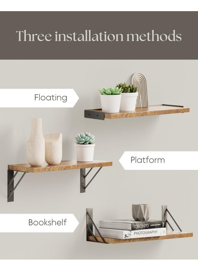 BAYKA Wall Shelves for Bedroom Decor, Floating Wall Shelves for Living Room Kitchen Storage, Wall Mounted Rustic Wood Floating Shelves for Kids Books,Corner Shelves for Bathroom(Set of 3) - Image 2