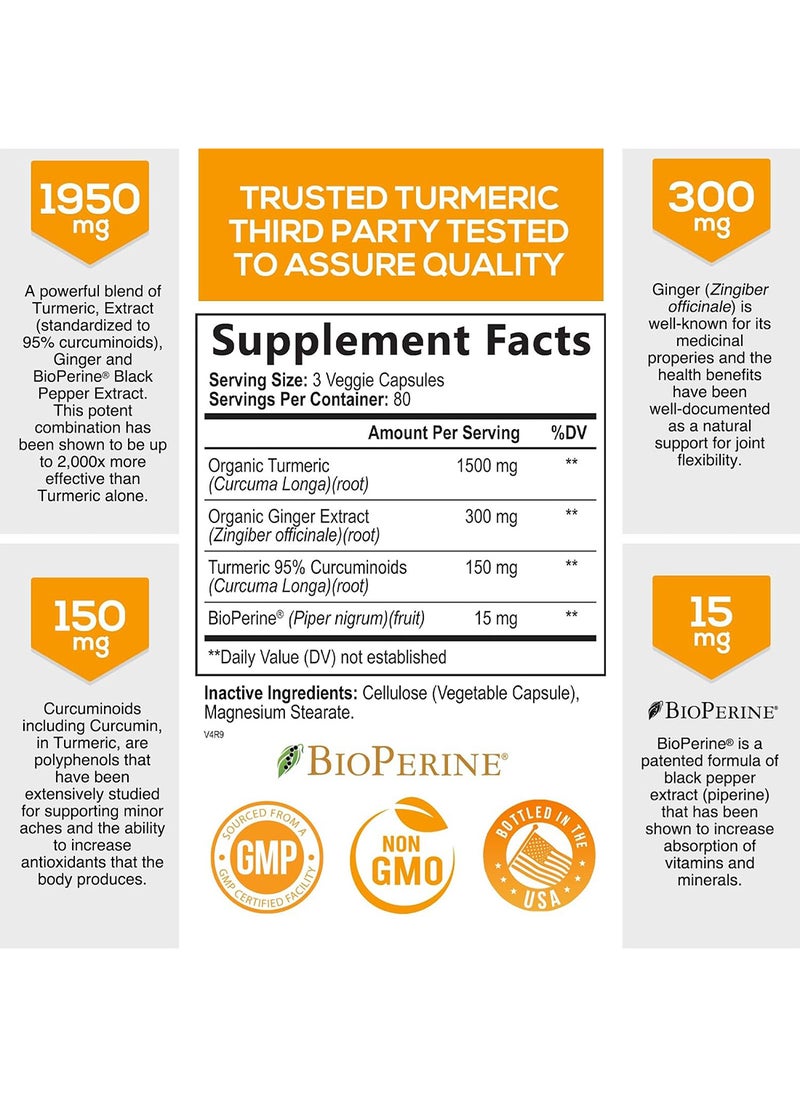 Nature's Nutrition - Turmeric And Ginger Supplement With Bioperine 1950 Mg 240 Capsules - Image 1