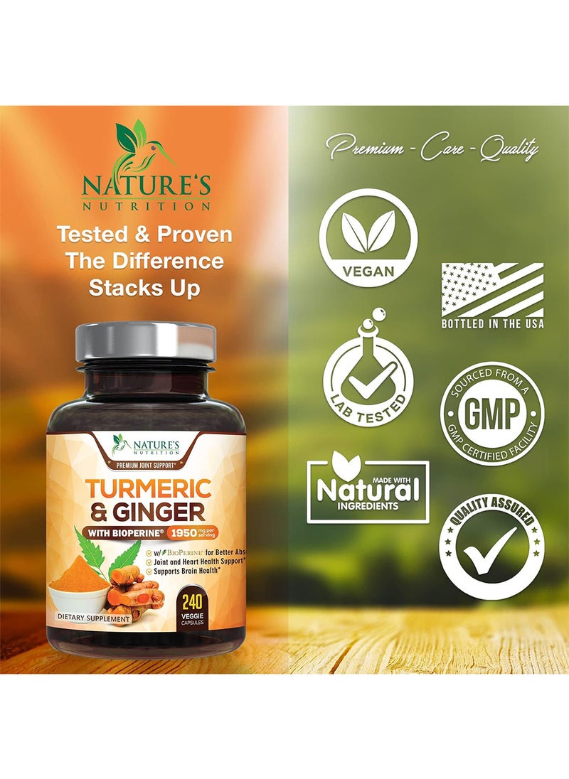 Nature's Nutrition - Turmeric And Ginger Supplement With Bioperine 1950 Mg 240 Capsules - Image 1