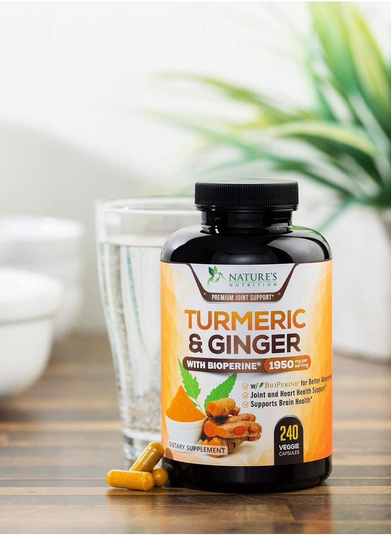 Nature's Nutrition - Turmeric And Ginger Supplement With Bioperine 1950 Mg 240 Capsules - Image 1