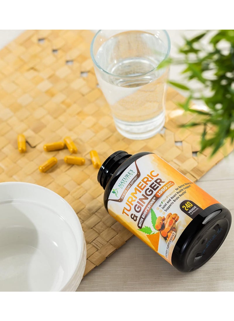 Nature's Nutrition - Turmeric And Ginger Supplement With Bioperine 1950 Mg 240 Capsules - Image 1