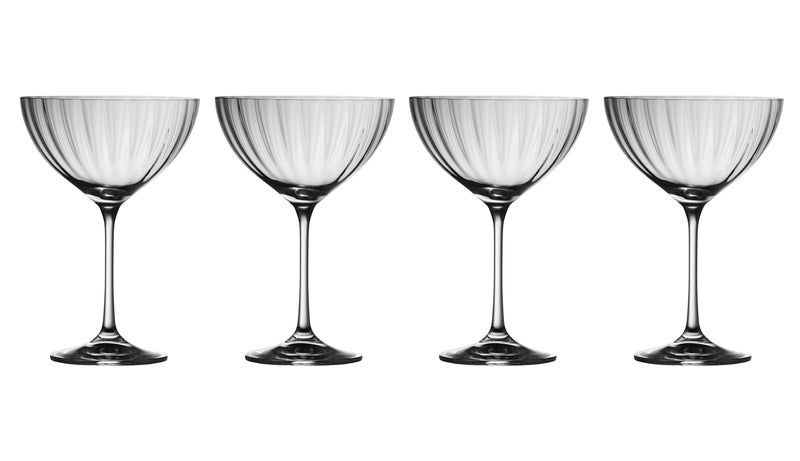 Galway Crystal Erne Saucer Champagne Set of 4 Martini Glasses Transparent