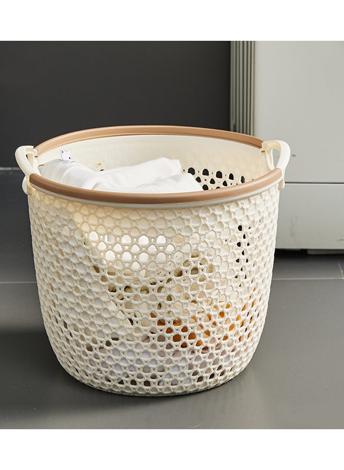 OLUDENIZ Modern Wicker-Style Plastic Laundry Basket – Lightweight & Breathable Organizer for Kids Clothes, Bathroom, and Plush Toys – Size L  - Image 5