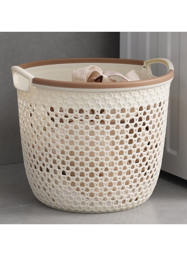 OLUDENIZ Modern Wicker-Style Plastic Laundry Basket – Lightweight & Breathable Organizer for Kids Clothes, Bathroom, and Plush Toys – Size L  - Image 2