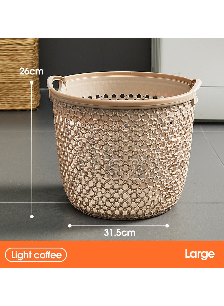 OLUDENIZ Modern Wicker-Style Plastic Laundry Basket – Lightweight & Breathable Organizer for Kids Clothes, Bathroom, and Plush Toys – Size L  - Image 1