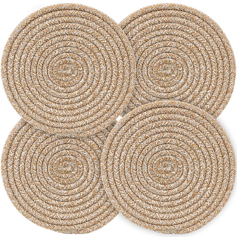 Pot Holders Trivets Set 4 Pcs Potholders for Kitchens 100 Pure Cotton Thread Weave Trivets for Hot DishesPotBowlTeapotHot Pot Holders 79 Inches