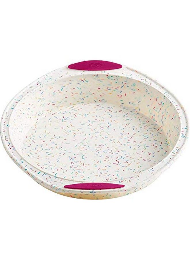 Trudeau Round Cake Pan 9"White Confetti/Fuchsia 05118557 - Image 5