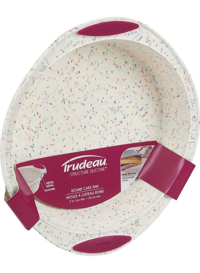 Trudeau Round Cake Pan 9"White Confetti/Fuchsia 05118557 - Image 3