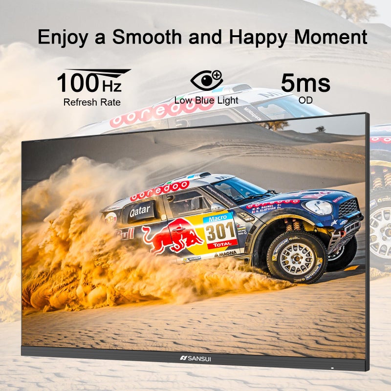 SANSUI Monitor 24 Inch 100Hz PC Monitor, HDMI VGA Ports VESA Mount, FHD Computer Monitor Ultra-Slim Ergonomic Tilt Eye Care for Home Office (ES-24F2, HDMI Cable Included) - Image 3