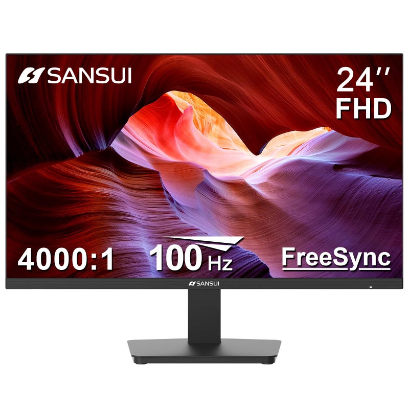 SANSUI Monitor 24 Inch 100Hz PC Monitor, HDMI VGA Ports VESA Mount, FHD Computer Monitor Ultra-Slim Ergonomic Tilt Eye Care for Home Office (ES-24F2, HDMI Cable Included) - Image 1