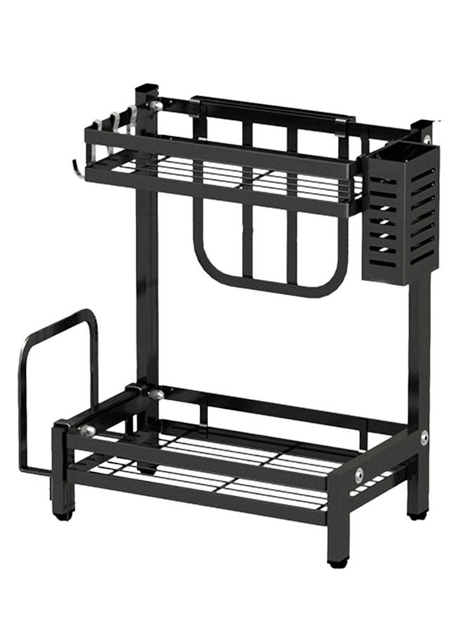 RollsTimi  2-Tier Kitchen Spice Storage Rack Organizer Black ‎42.2x24.2x9.2cm  - Image 1
