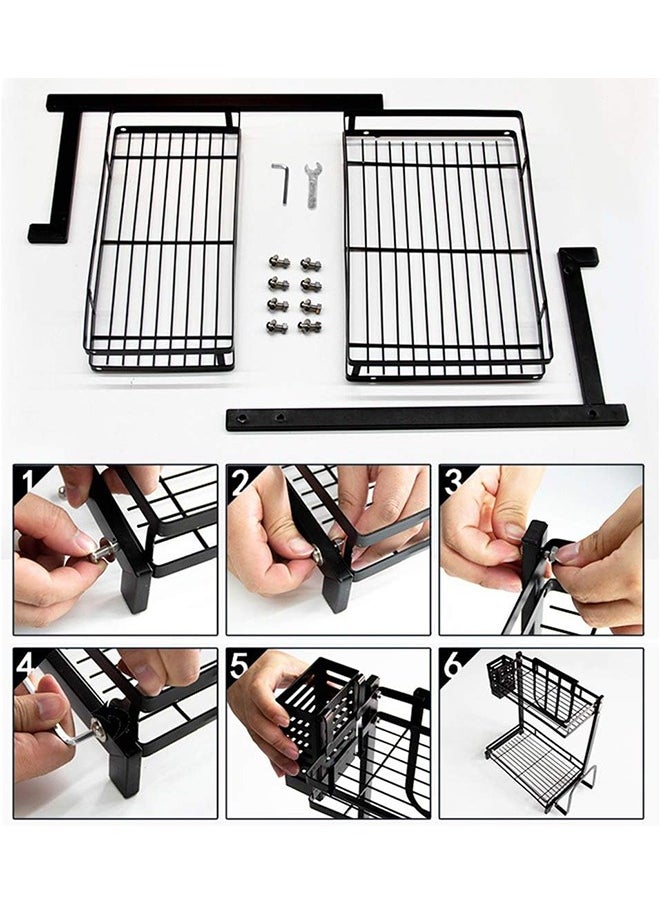 RollsTimi  2-Tier Kitchen Spice Storage Rack Organizer Black ‎42.2x24.2x9.2cm  - Image 2