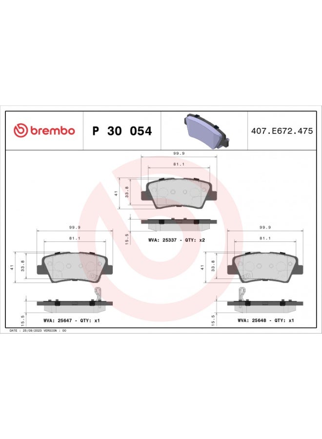 Brembo Brake Pad -P 30 054 - Image 2
