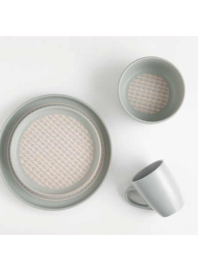 DANUBE HOME طقم عشاء مزخرف 16 قطعة - أخضر نعناعي من الخزف، يخدم 4، يتضمن أطباق عشاء، أطباق جانبية، سلطانيات وأكواب - مثالي لتناول الطعام الأنيق - Image 3