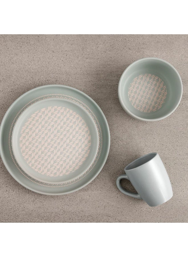 DANUBE HOME طقم عشاء مزخرف 16 قطعة - أخضر نعناعي من الخزف، يخدم 4، يتضمن أطباق عشاء، أطباق جانبية، سلطانيات وأكواب - مثالي لتناول الطعام الأنيق - Image 2