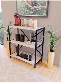 AGD Modern Console Table, Coffee Corner Table, Side Table for Entryway and Living Room to Display and Organize Your Needs, White, White/Black  - Image 1