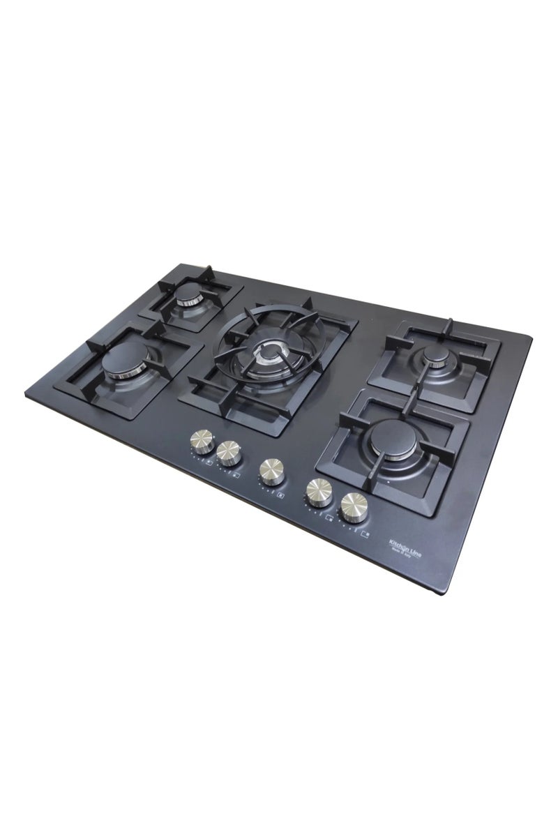 kitchen Line Kitchen Line Built-in Hob, 5 Burners, Black, 90cm ZP. J5020BK