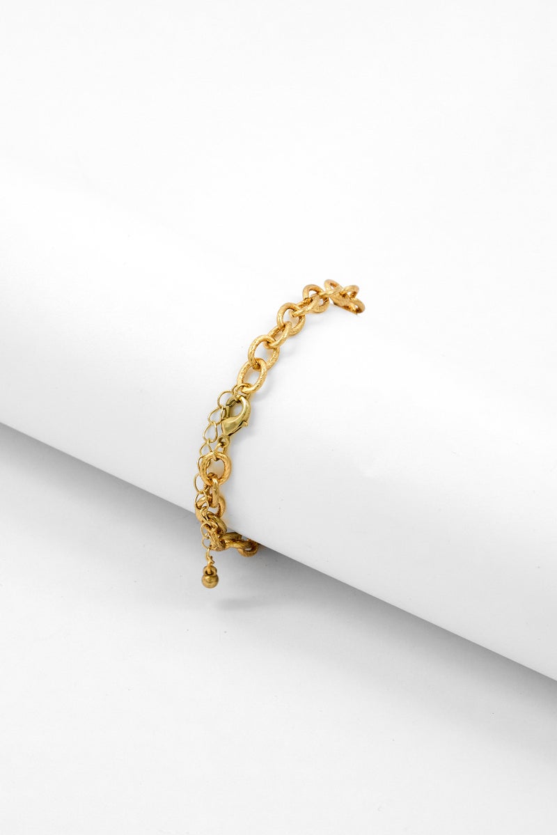 Caracol Women Stainless Steel Glass Bead Bracelet, Gold  - Image 2