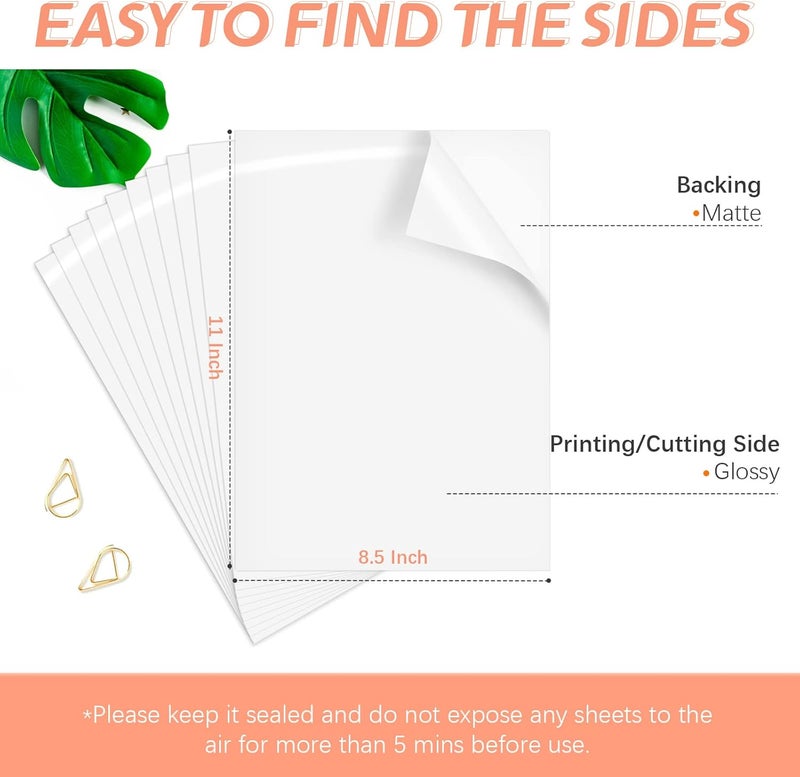 HTVRONT Printable Vinyl for Inkjet & Laser Printer - 10 Sheets Glossy White Printable Vinyl Sticker Paper Vivid Color Dries Quickly, 8.5"x11" Tear Resistant Printer Sticker Paper - Image 2
