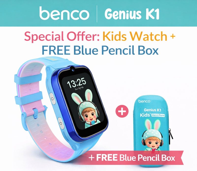 benco ساعة بيسكو جينيوس K1 للأطفال مع هاتف ذكي 4G مع مكالمات فيديو، تتبع GPS، زر SOS ومقاومة للماء IP67، شاشة بحجم 1.7 بوصة - Image 1