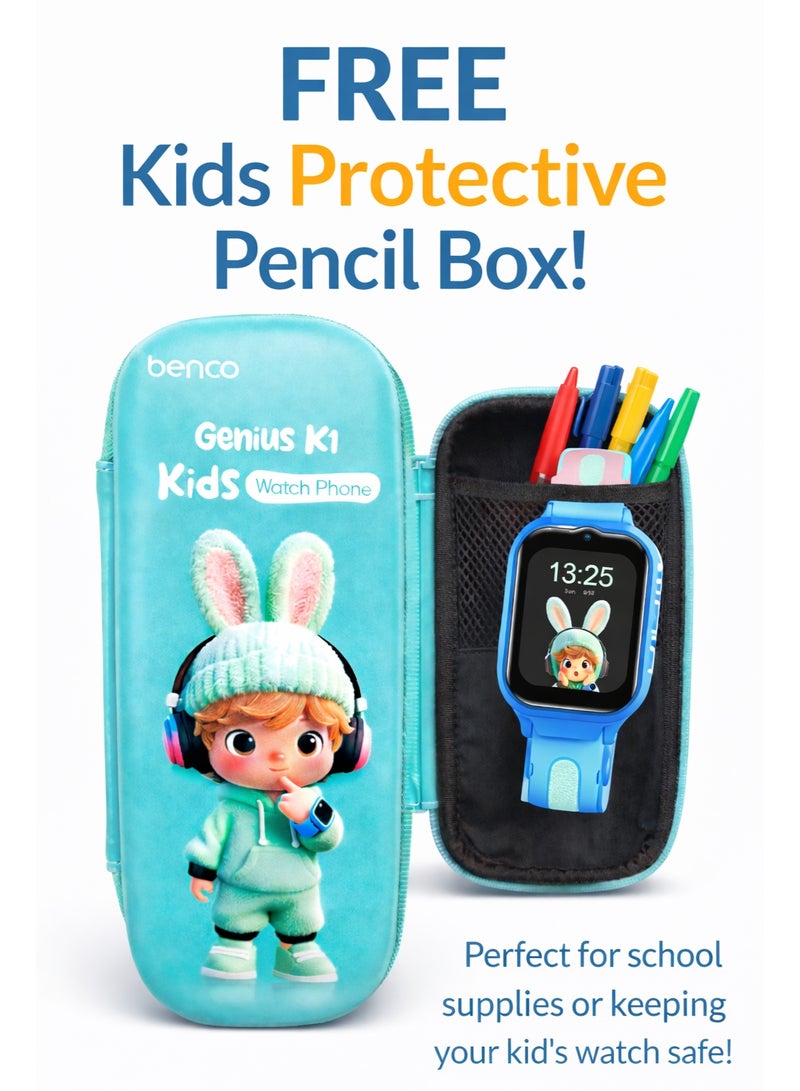 benco ساعة بيسكو جينيوس K1 للأطفال مع هاتف ذكي 4G مع مكالمات فيديو، تتبع GPS، زر SOS ومقاومة للماء IP67، شاشة بحجم 1.7 بوصة - Image 2