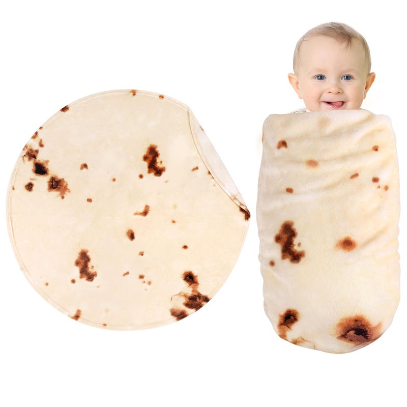 SeaRoomy Burritos Tortilla Blanket  Tortilla Wrap Blanket  Novelty Funny Tortilla Round Blanket Giant Tortilla Round Soft Blanket (Beige  36 inches) - Image 1