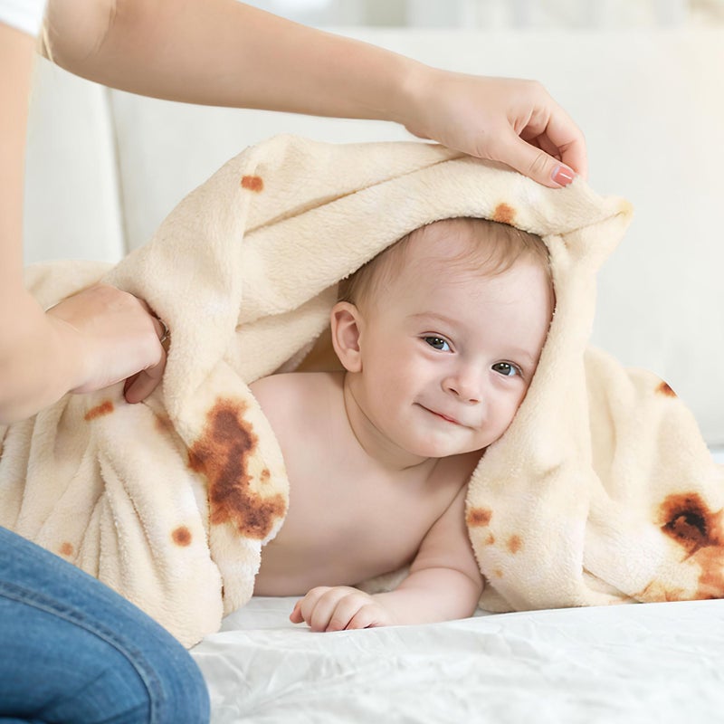 SeaRoomy Burritos Tortilla Blanket  Tortilla Wrap Blanket  Novelty Funny Tortilla Round Blanket Giant Tortilla Round Soft Blanket (Beige  36 inches) - Image 4