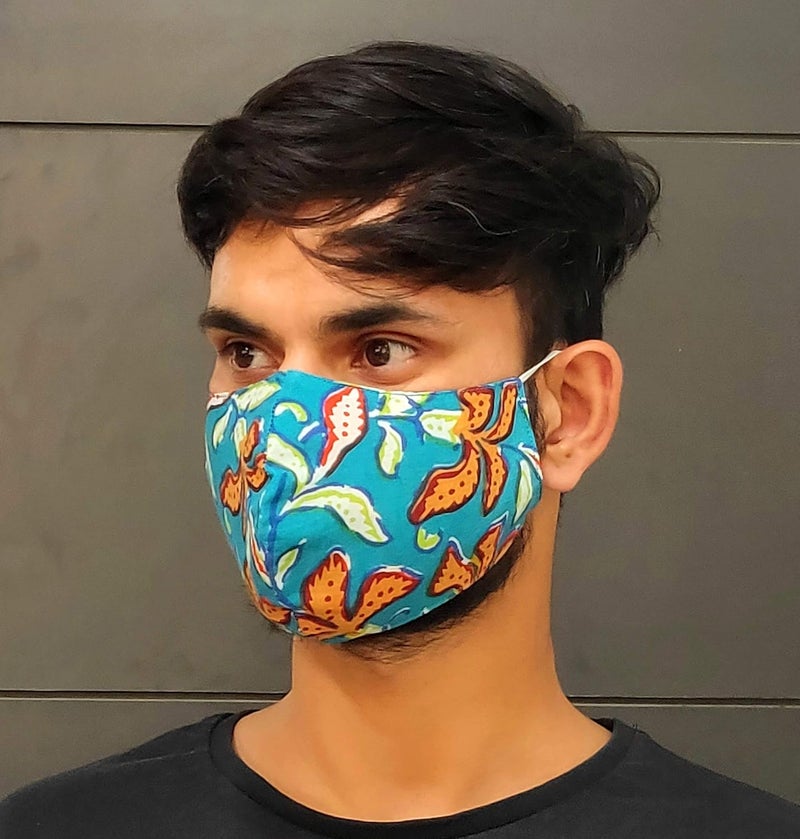 Collectible India Collectible India 6 Pack Cotton Face Mask for Kids Men Women Family Pack Anti Pollution Dust Reusable Washable Face CoverMen Women Unisex Blue  - Image 3