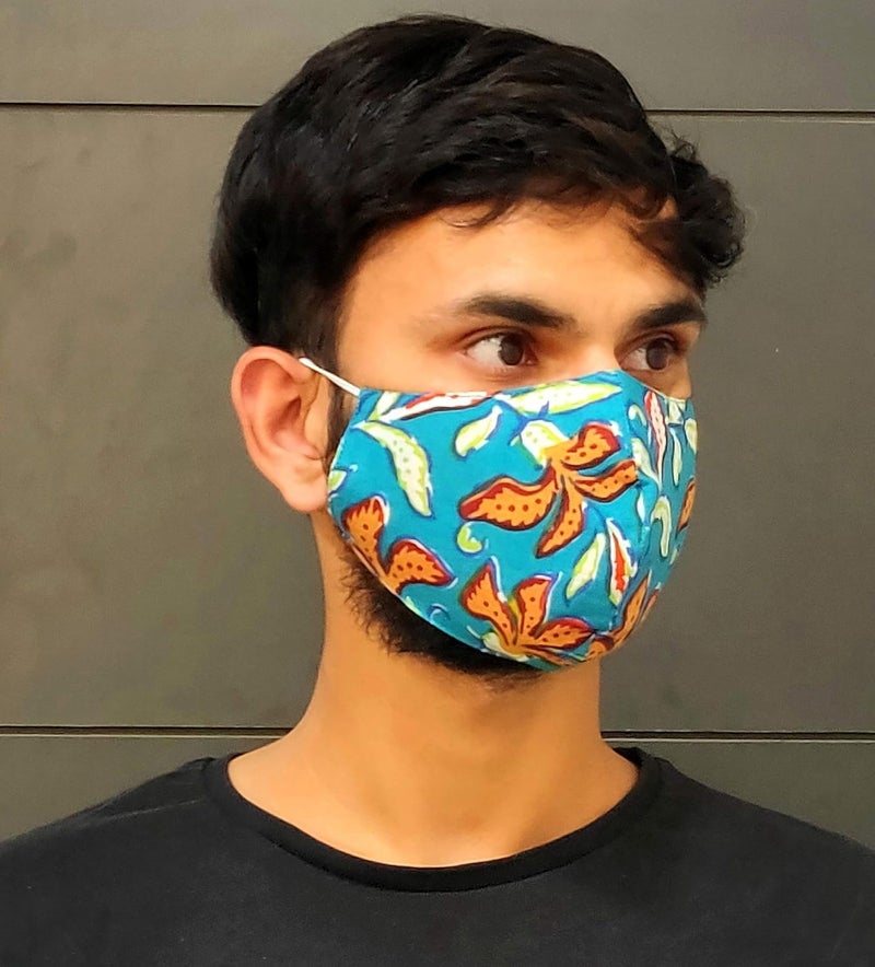 Collectible India Collectible India 6 Pack Cotton Face Mask for Kids Men Women Family Pack Anti Pollution Dust Reusable Washable Face CoverMen Women Unisex Blue  - Image 4
