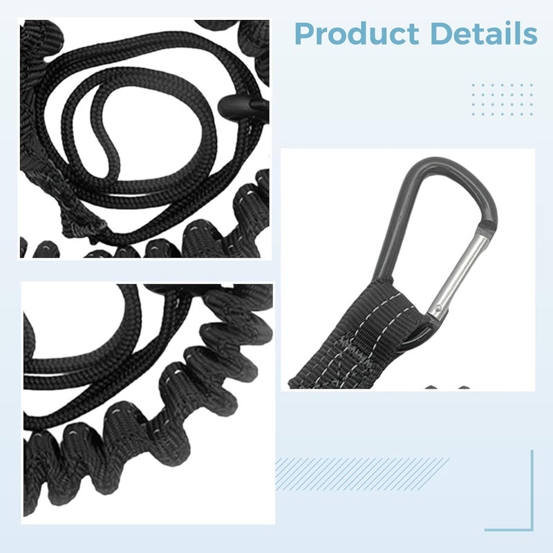 Tool Lanyard, Reflective Black, Heavy Duty, 54.3 in / 138 Cm, High Strength Polyester Tool Tether, Extendable with Elastic Shock Absorption, for Safety and Drop Prevention - Image 2