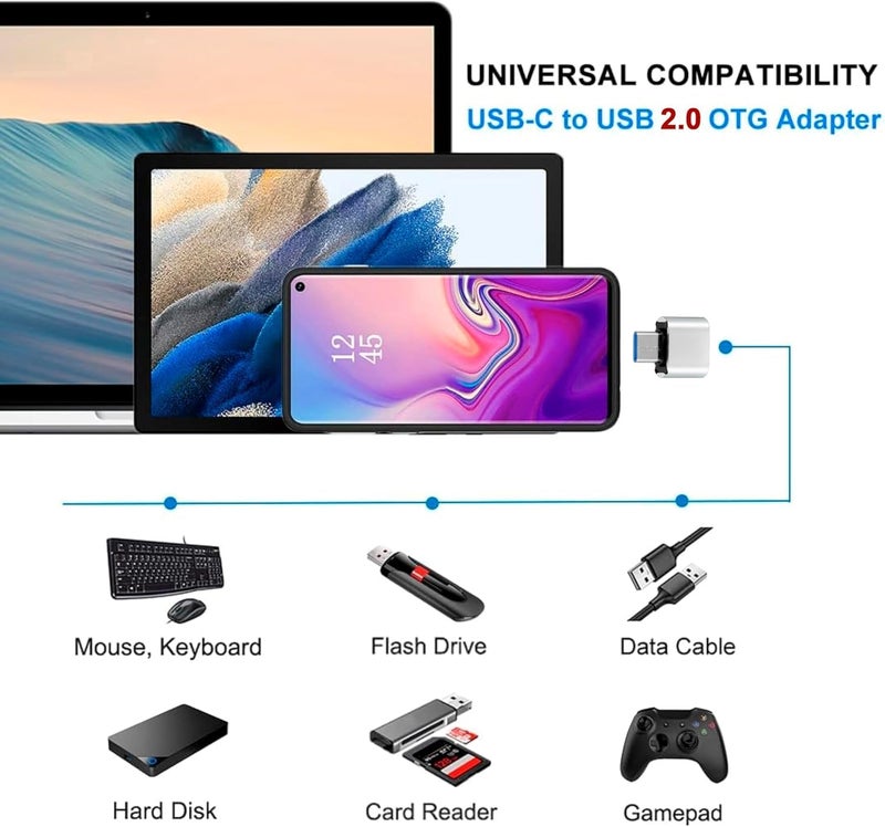 USB-C to USB 3.0 Adapter, OTG Type-C Male to USB Female Converter for Samsung MacBook & All Type-C Device, Silver Metal Connector for Flash Drive Mobile Accessories (2) - Image 4