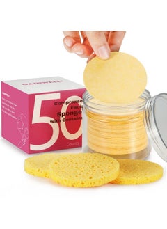 50-Count Compressed Facial Sponges With Storage Container, For Facial Cleansing, Reusable Makeup Remover, Portable, Suitable For Travel, Yellow - pzsku/Z02D30487C82F46D8A78FZ/45/_/1730894559/f64d52a9-04ac-498c-9e71-2cc770af0afc