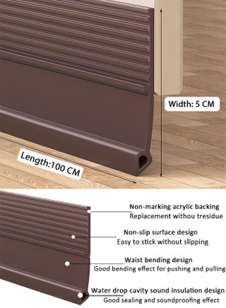 Door Draft Stopper, 100 cm Length Under Door Seal, Door Sweep for Exterior & Interior Doors, Door Bottom Draft Blocker Dust and Noise Insulation (Grey) - view 2