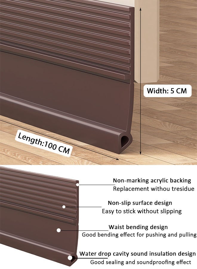 XiuWoo Door Draught Strip, 100 cm Length Door Seal for Exterior & Interior Doors, Door Bottom Draft Blocker Dust and Noise Insulation (Grey) - Image 2