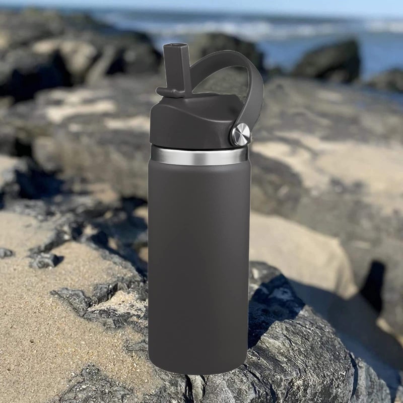 KMN Straw Lid for Hydro Flask Wide Mouth, Lids with Straw for Hydroflask Wide Mouth 32 40 oz, Top Replacement Cap Sport Lid, Black - Image 2