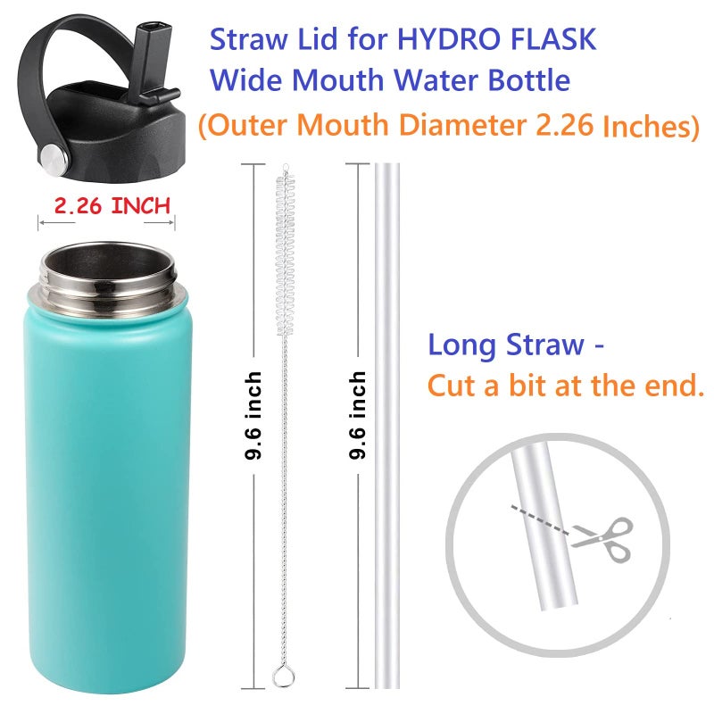 KMN Straw Lid for Hydro Flask Wide Mouth, Lids with Straw for Hydroflask Wide Mouth 32 40 oz, Top Replacement Cap Sport Lid, Black - Image 3