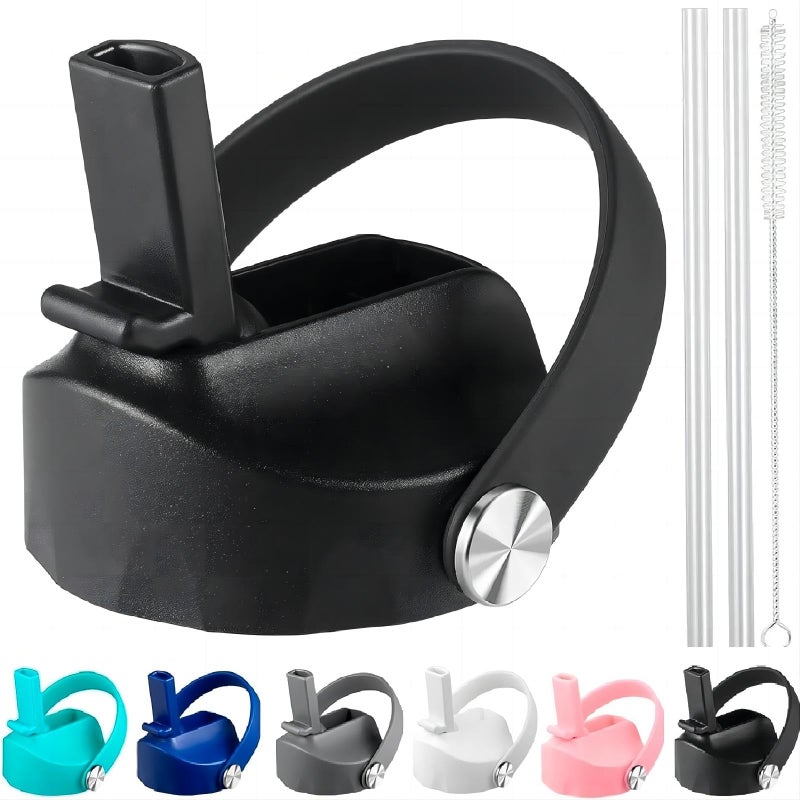 KMN Straw Lid for Hydro Flask Wide Mouth, Lids with Straw for Hydroflask Wide Mouth 32 40 oz, Top Replacement Cap Sport Lid, Black - Image 1