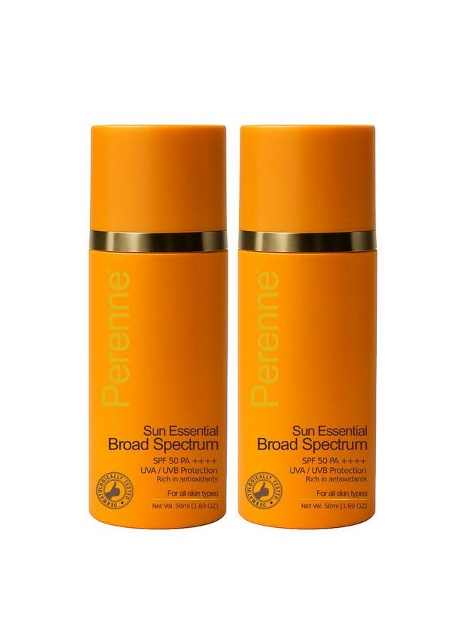 Perenne Sunscreen Gel Cream Combo SPF 50 PA++++ | Broad Spectrum UVA & UVB Protection | Non-Sticky, Anti-Tanning, Anti-Ageing | For All Skin Types | Men & Women | 50gm x 2 - Image 1