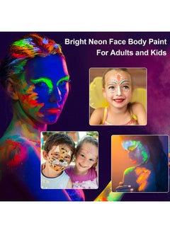 MEICOLY MEICOLY Glow UV Blacklight Face Paint, 8 Bright Colors Neon Fluorescent Rave Body Paint Palette,Water Activated Eyeliner,Water Based Glow In The Dark Halloween Washable for Kids Adult Body Painting  - Image 3