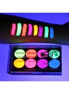 MEICOLY MEICOLY Glow UV Blacklight Face Paint, 8 Bright Colors Neon Fluorescent Rave Body Paint Palette,Water Activated Eyeliner,Water Based Glow In The Dark Halloween Washable for Kids Adult Body Painting  - Image 1