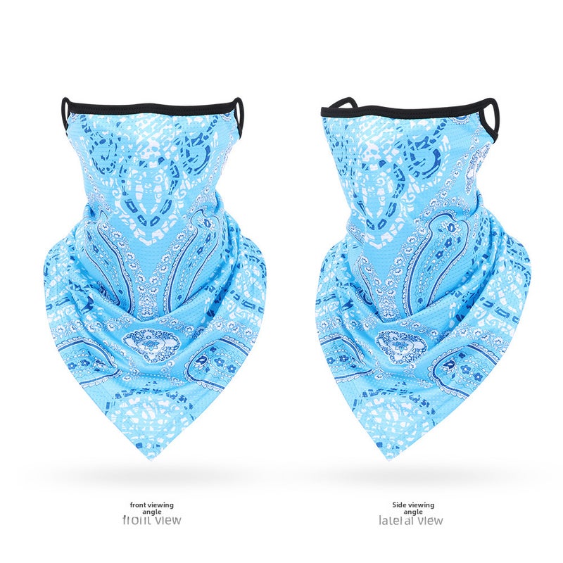 Generic Breathable Ice Silk Neck Gaiter UV Protection big blue cashew flower