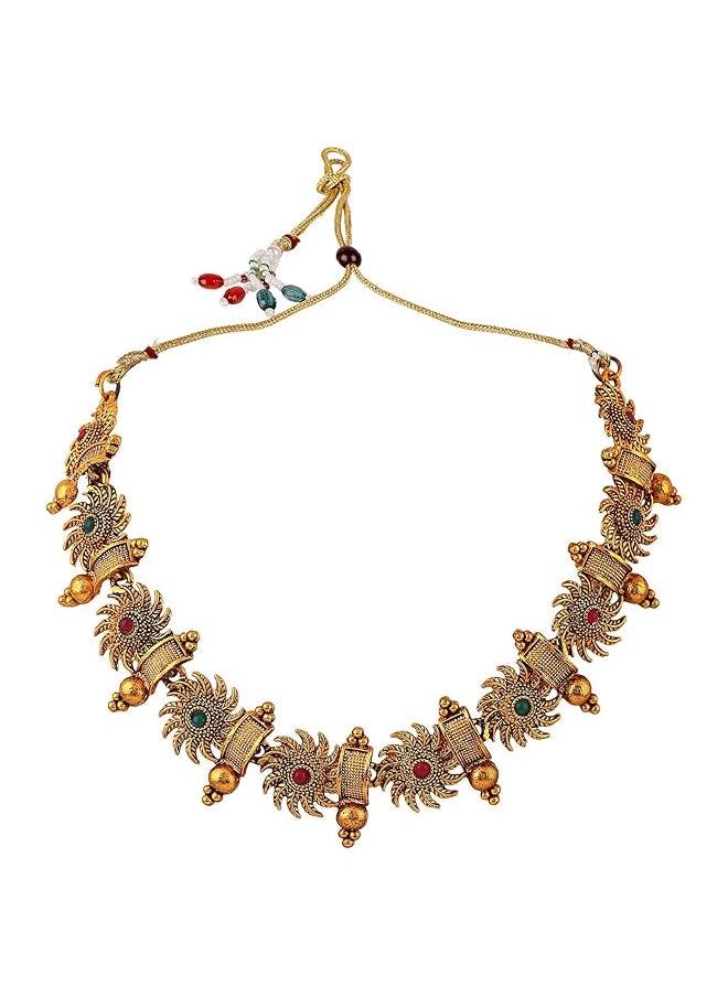 Shining Diva Fashion 18K Gold Plated Latest Stylish Fancy Choker Traditional Necklace Jewelery Set For Women  - Image 5