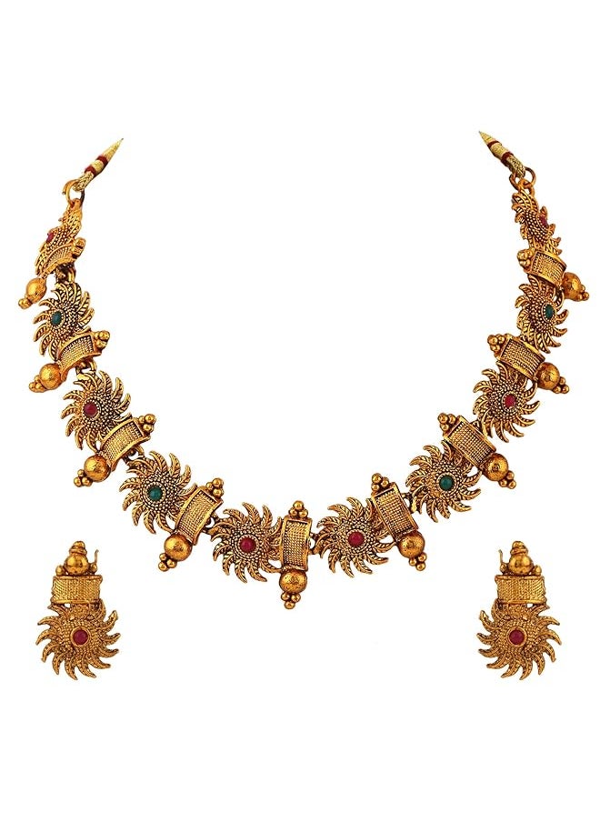 Shining Diva Fashion 18K Gold Plated Latest Stylish Fancy Choker Traditional Necklace Jewelery Set For Women  - Image 1