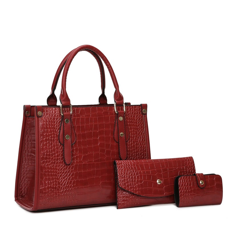 2022 New Stone Pattern Women'S Bag Three-Piece Set Retro Fashion Large Capacity Portable Shoulder Crossbody Bag - Image 3