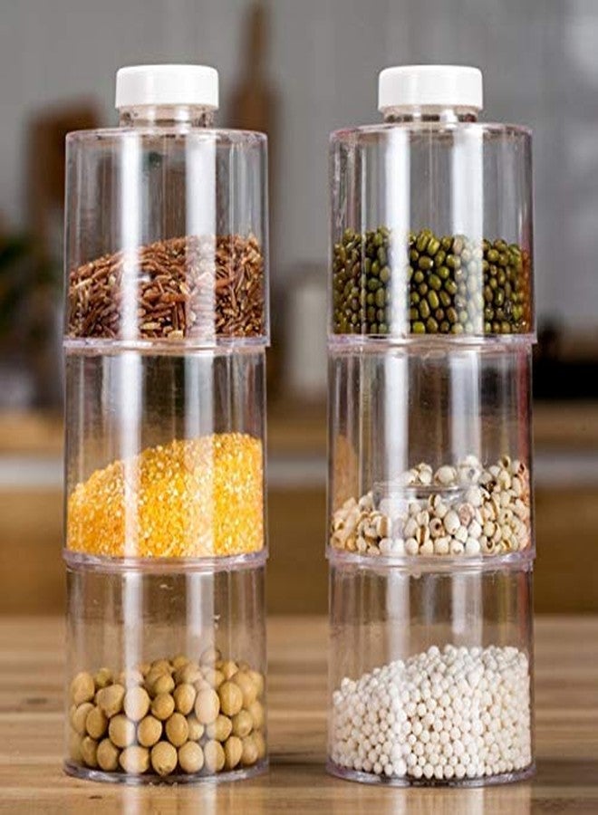 Ostin Spice Bottle 6 Pcs Tower Type Seasoning Can Flavoring Tank Transparent Stackable Seasoning Bottle Seasoning Storage Box Kitchen Supplies Tools. - Image 1