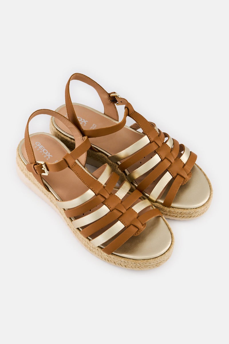 GEOX Women Eolie B Adjustable Buckle Closure Sandals, Brown - Image 2