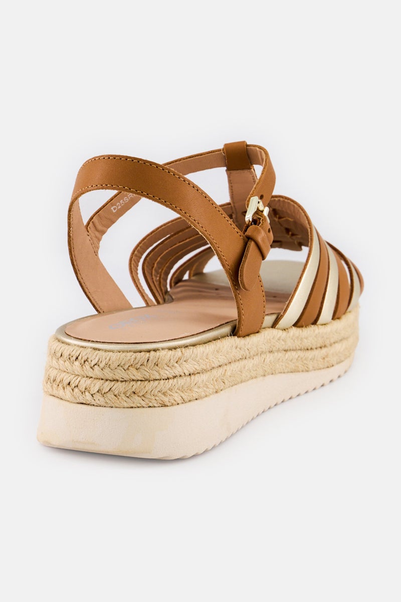 GEOX Women Eolie B Adjustable Buckle Closure Sandals, Brown - Image 3