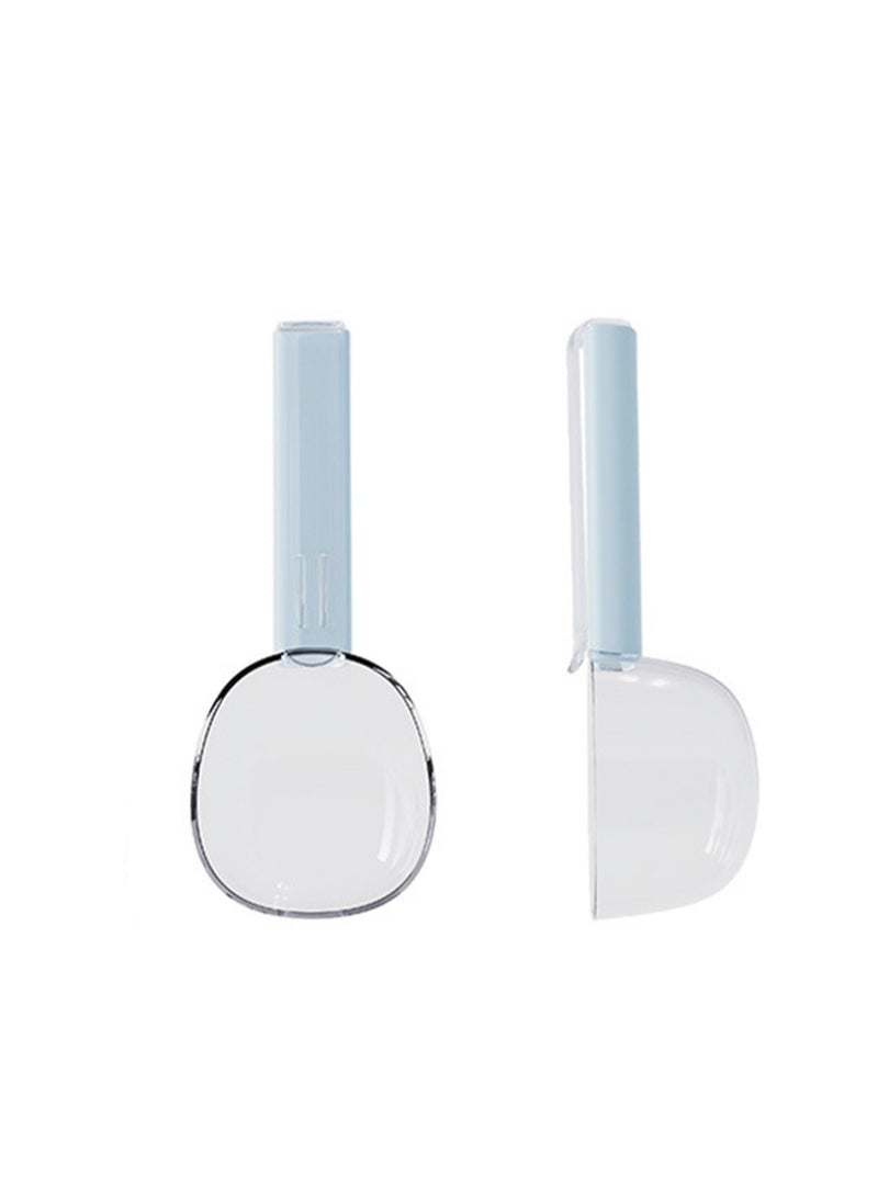 One-Piece 200ml Macaron Color Creative Large Diameter Measuring Spoon, Multifunctional Kitchen Tool Rice Spoon, Household Food Cereal Spoon, Handle with Snack Sealing Clip (Blue) - Image 1