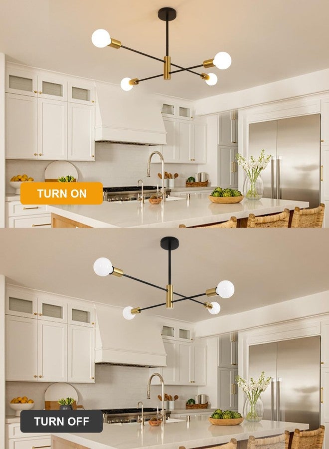 Goeco 26 Inch Modern Sputnik Chandelier, 4-Light Height Adjustable Gold and Black Farmhouse Chandelier for Dining Room, Kitchen Island, Living Room - Image 5